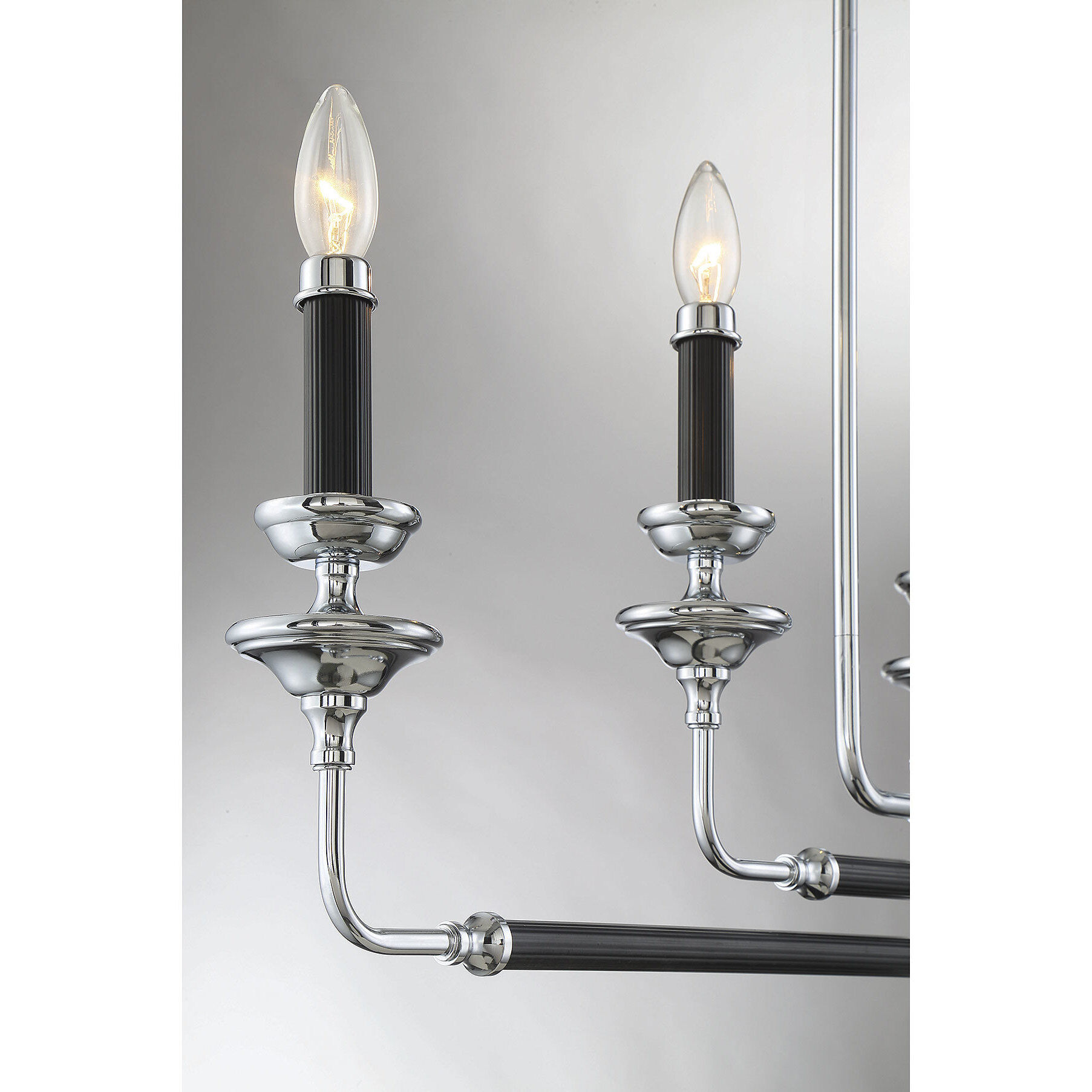 Davidson 5 Light 37 inch Black and Chrome Linear Chandelier Ceiling Light