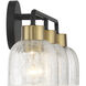 Flagler 3 Light 22 inch Matte Black with Warm Brass Accents Bathroom Vanity Light Wall Light, Lighting One