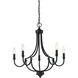 Auburn 5 Light 24 inch Matte Black Chandelier Ceiling Light, Essentials