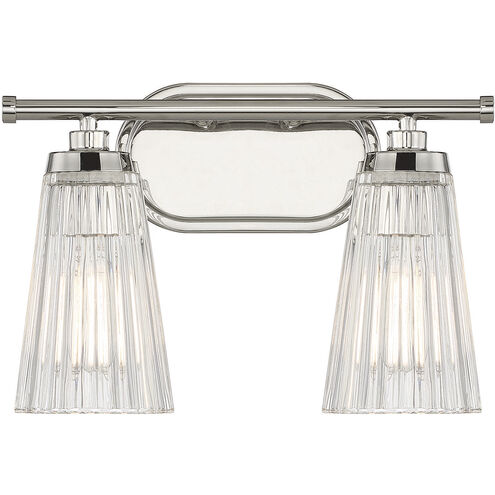 Chantilly 2 Light 14 inch Polished Nickel Bathroom Vanity Light Wall Light, Essentials
