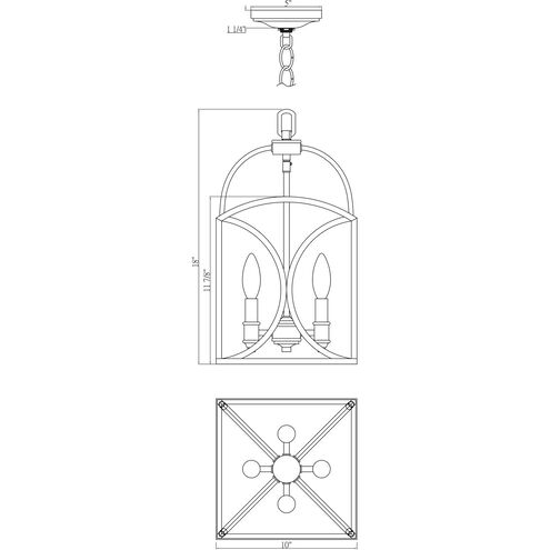 Talbot 4 Light 10 inch English Bronze and Warm Brass Pendant Ceiling Light, Small