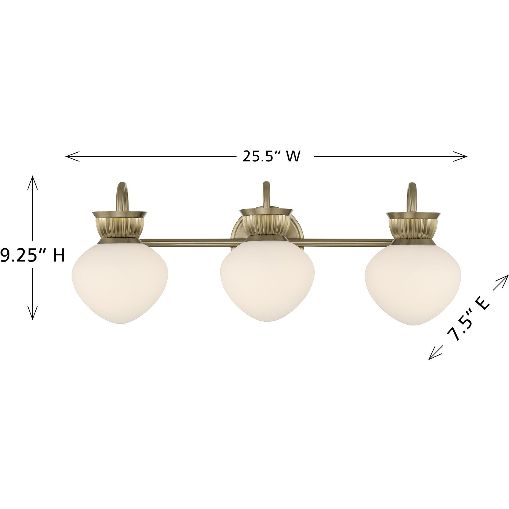 Melbourne 3 Light 25.5 inch Noble Brass Bathroom Vanity Light Wall Light