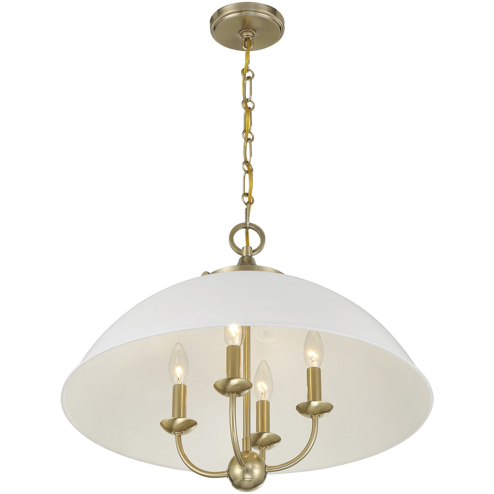 Monterey 4 Light 22 inch White and Warm Brass Pendant Ceiling Light in White/Warm Brass