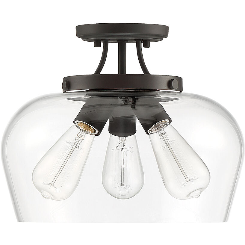 Octave 3 Light 13 inch English Bronze Semi-Flush Ceiling Light, Essentials