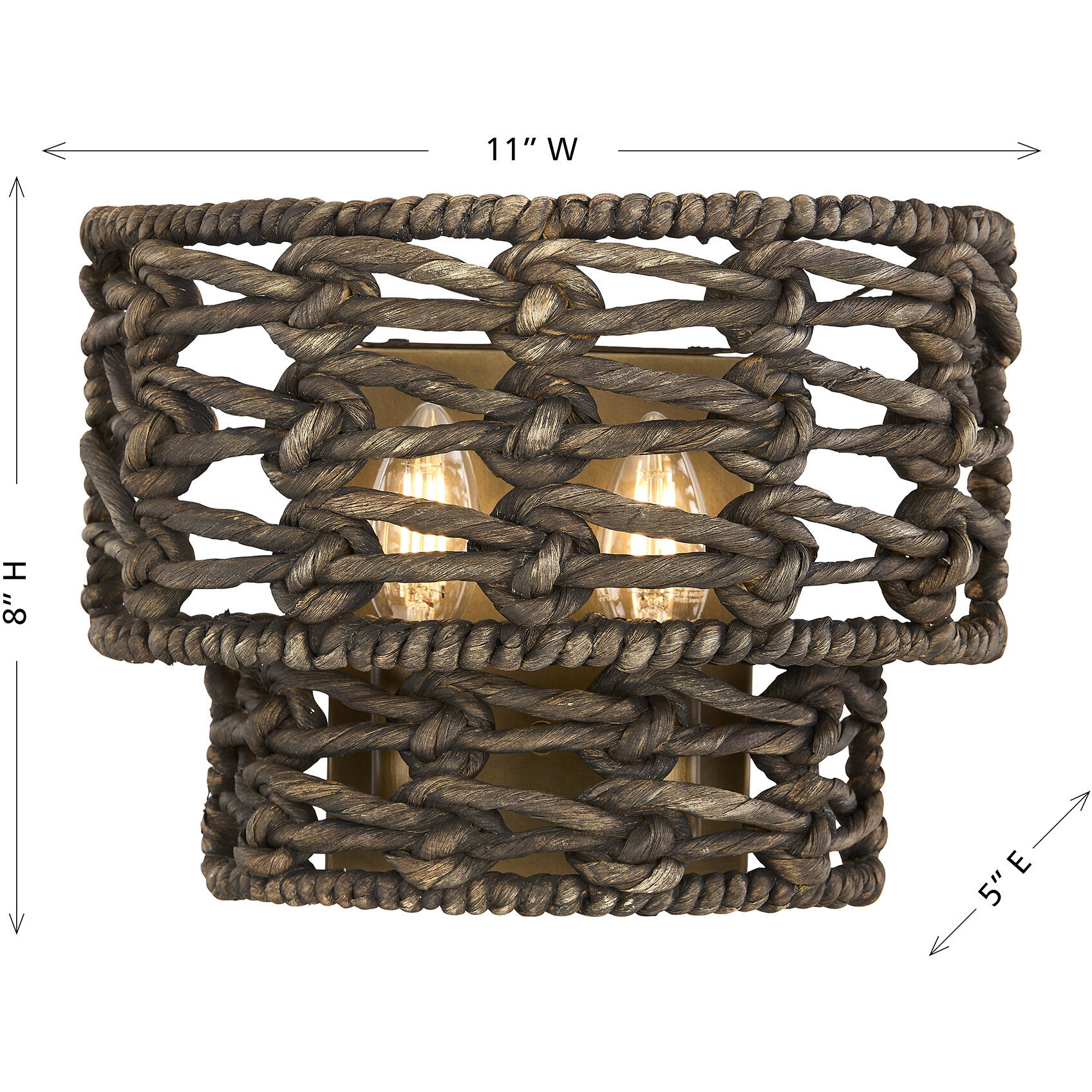 Silencio 2 Light 11 inch Riviera Brass Wall Sconce Wall Light