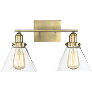 Drake 2 Light 18 inch Warm Brass Bathroom Vanity Light Wall Light, Essentials