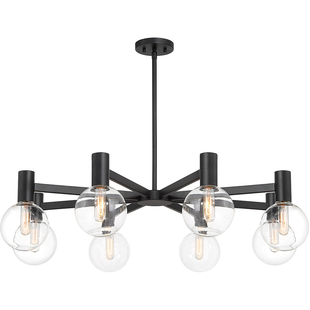 Wright 8 Light 40 inch Matte Black Chandelier Ceiling Light