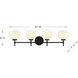 Hannah 4 Light 32 inch Matte Black Bathroom Vanity Light Wall Light, Lighting One