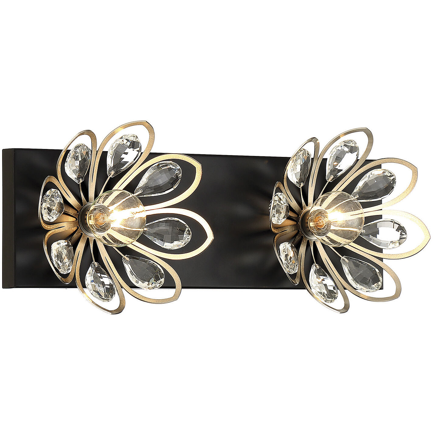 Poppy 2 Light 15 inch Matte Black with Satin Nickel Bathroom Vanity Light Wall Light in Matte Black/Satin Nickel