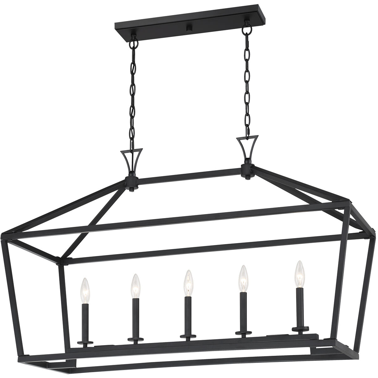 Townsend 5 Light 44 inch Matte Black Linear Chandelier Ceiling Light, Essentials