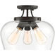 Octave 3 Light 13 inch English Bronze Semi-Flush Ceiling Light, Essentials