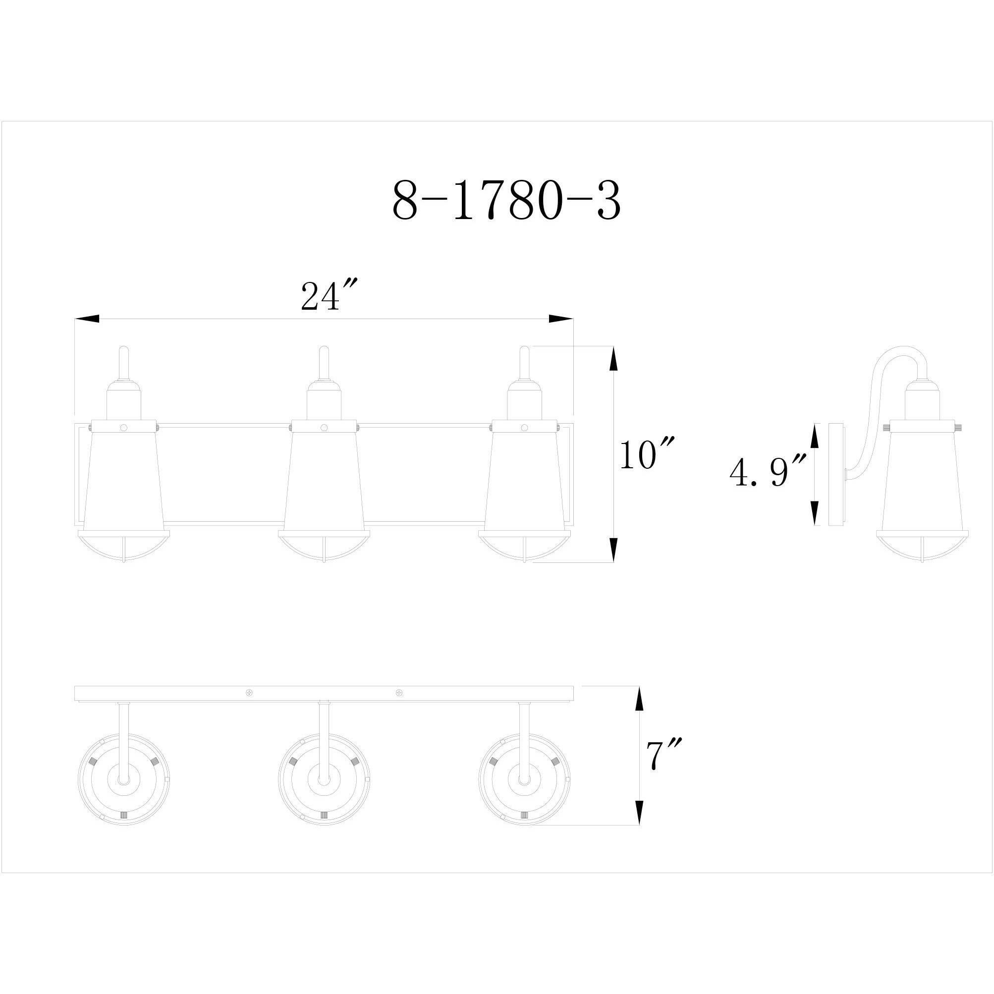 Lansing 3 Light 24 inch English Bronze and Warm Brass Bathroom Vanity Light Wall Light