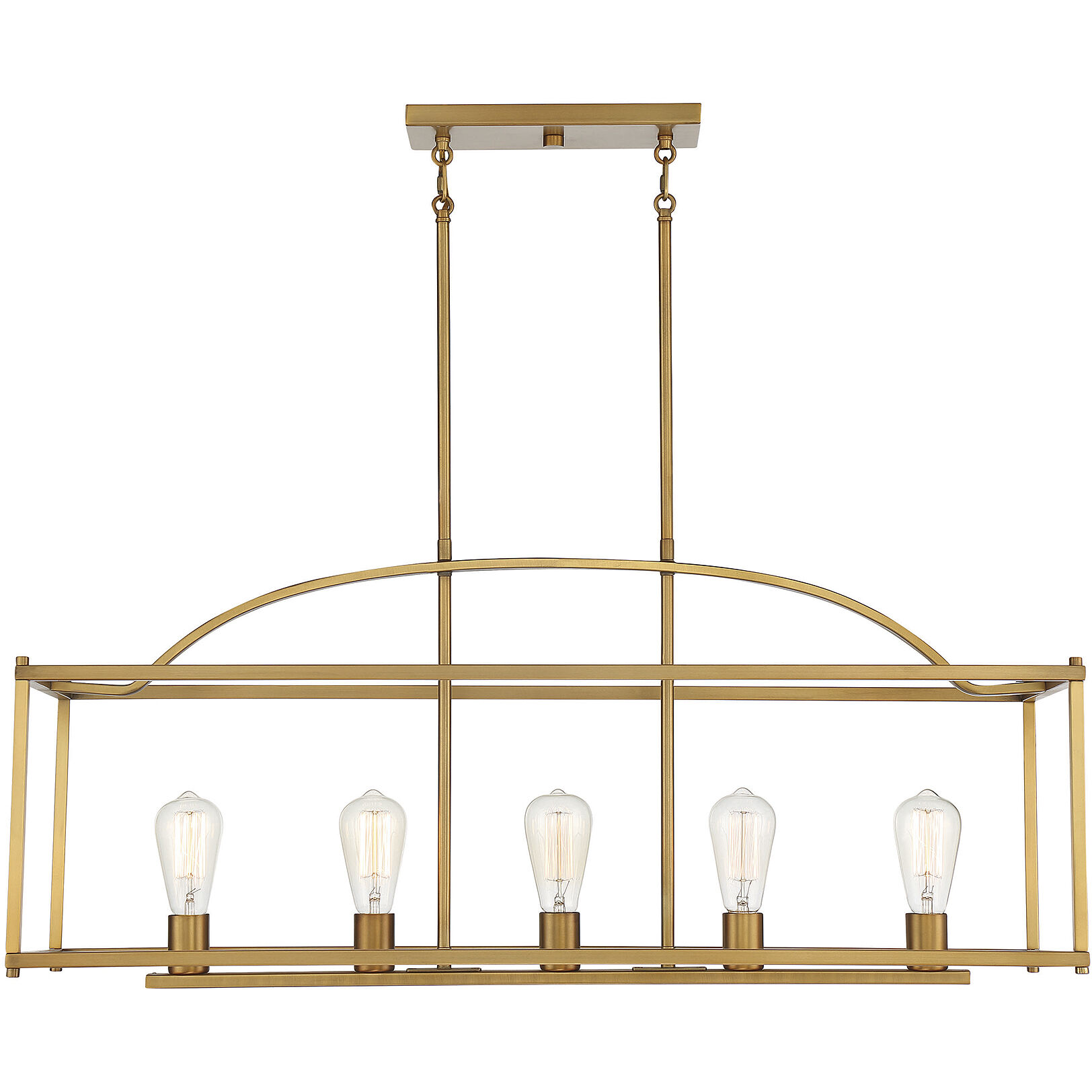 Palladian 5 Light 38 inch Warm Brass Linear Chandelier Ceiling Light, Essentials