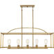 Palladian 5 Light 38 inch Warm Brass Linear Chandelier Ceiling Light, Essentials