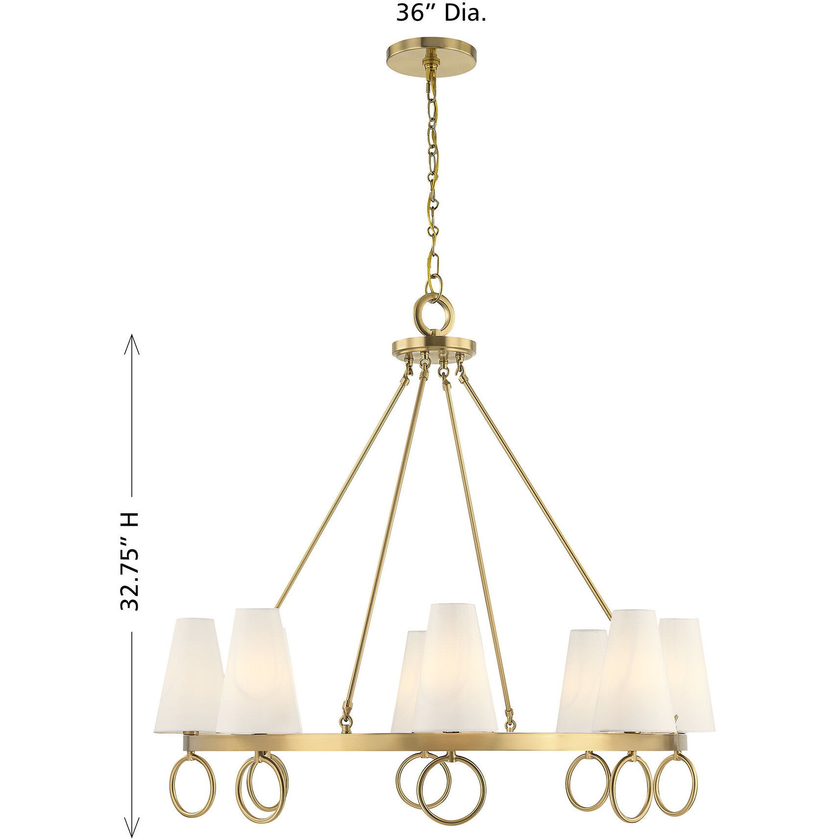 Wilkes 8 Light 36 inch Warm Brass Chandelier Ceiling Light