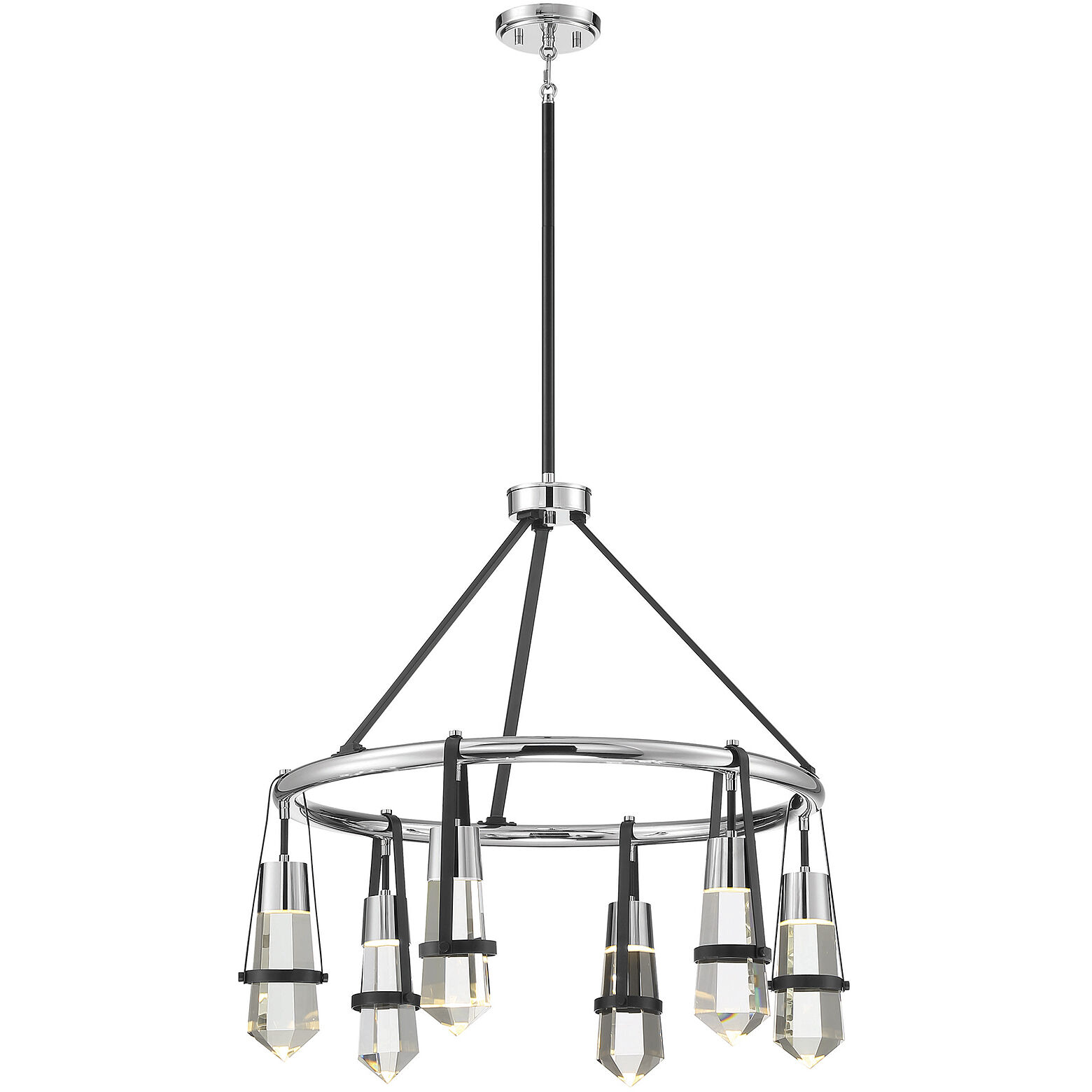 Denali LED 28.25 inch Matte Black with Polished Chrome Accents Chandelier Ceiling Light