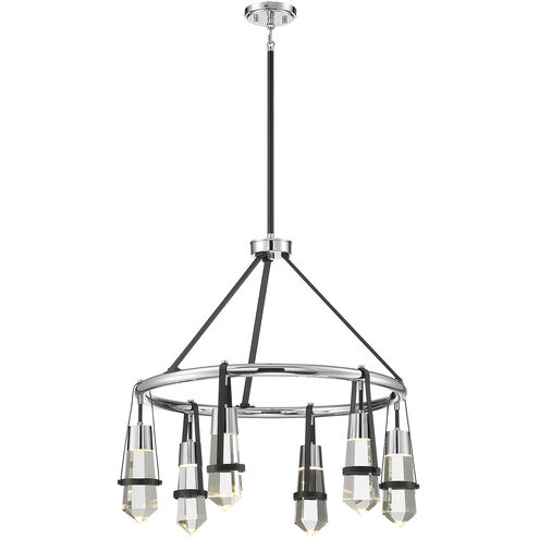 Denali LED 28.25 inch Matte Black with Polished Chrome Accents Chandelier Ceiling Light