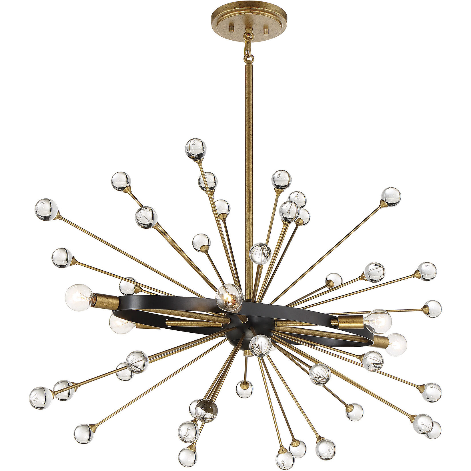 Ariel 6 Light 37 inch Como Black with Gold Linear Chandelier Ceiling Light, Oval
