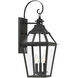 Jackson 3 Light 25.5 inch Black with Gold Highlights Outdoor Wall Lantern