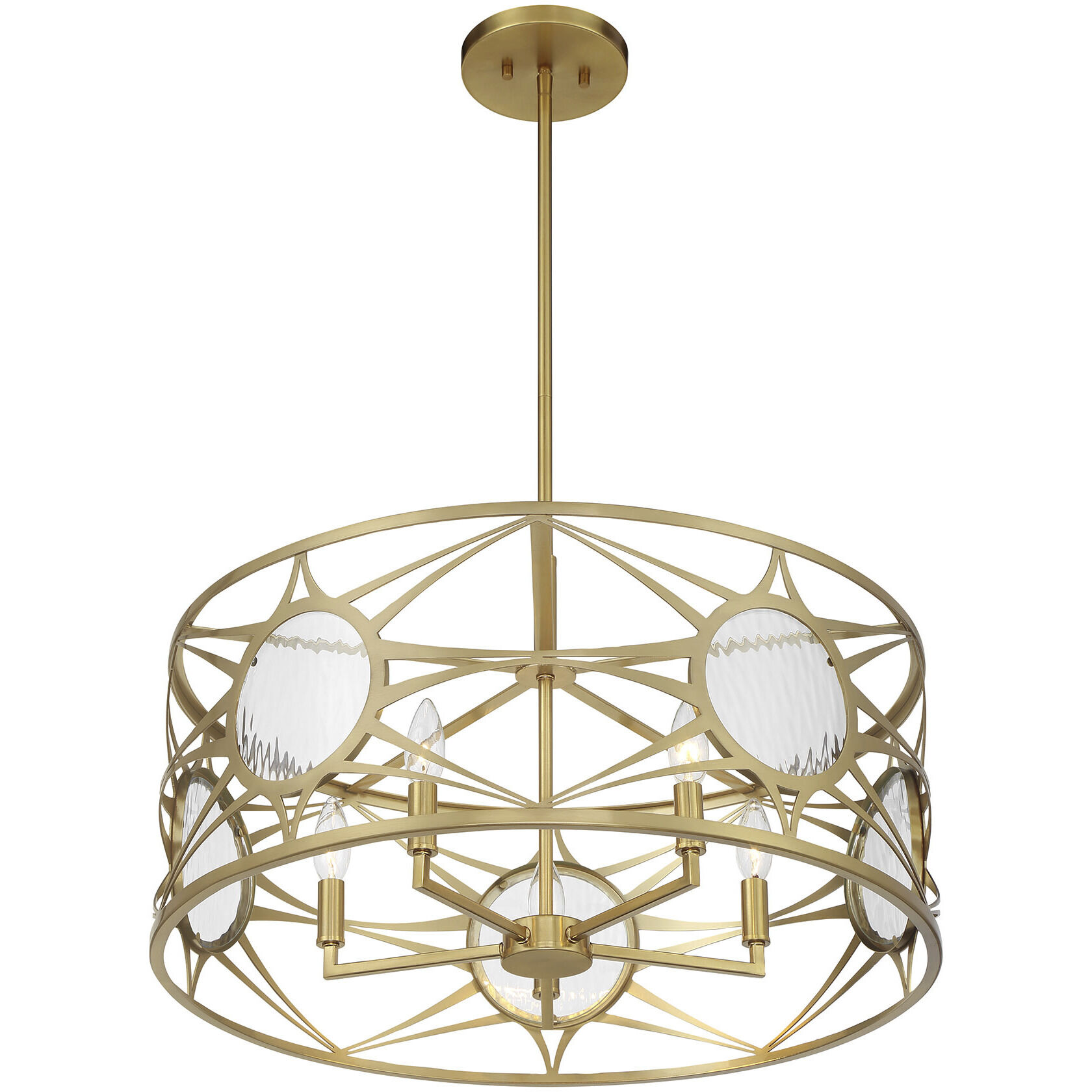 Balfour 5 Light 24 inch Warm Brass Convertible Semi-Flush or Pendant Ceiling Light