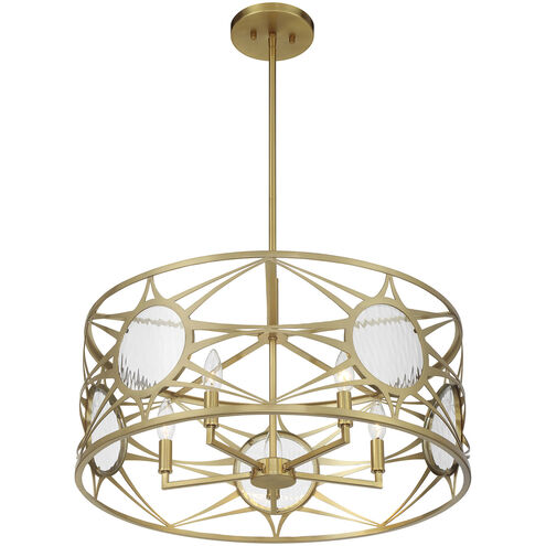 Balfour 5 Light 24 inch Warm Brass Convertible Semi-Flush or Pendant Ceiling Light