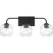 Baldwin 3 Light 24 inch Matte Black Bathroom Vanity Light Wall Light, Lighting One