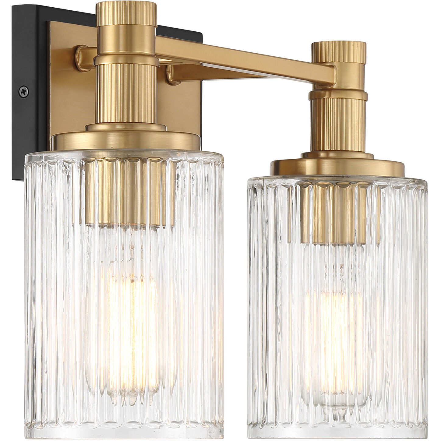 Concord 2 Light 15 inch Black with Warm Brass Accents Bathroom Vanity Light Wall Light