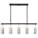 Dunbar 5 Light 40 inch Matte Black with Polished Chrome Accents Linear Chandelier Ceiling Light