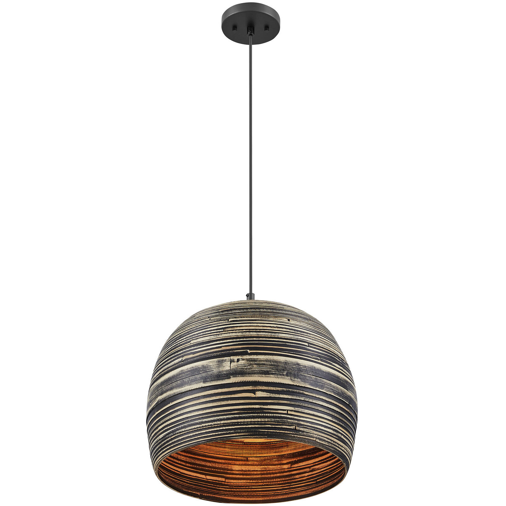 Jamsen 1 Light 15.75 inch Black Bamboo Pendant Ceiling Light