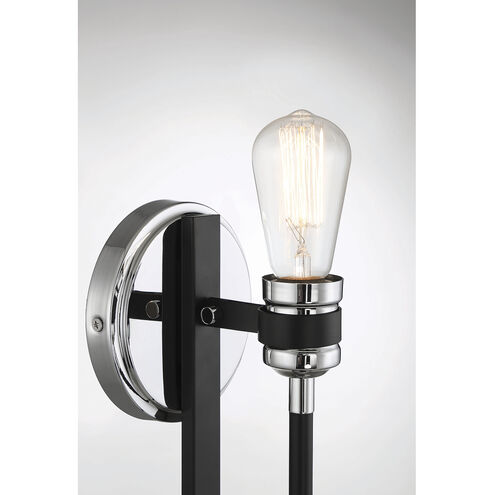Kenyon 1 Light 5 inch Kenyon Black and Chrome Wall Sconce Wall Light, Essentials
