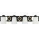 Russo 4 Light 32 inch Matte Black with Warm Brass Accents Bathroom Vanity Light Wall Light, Lighting One