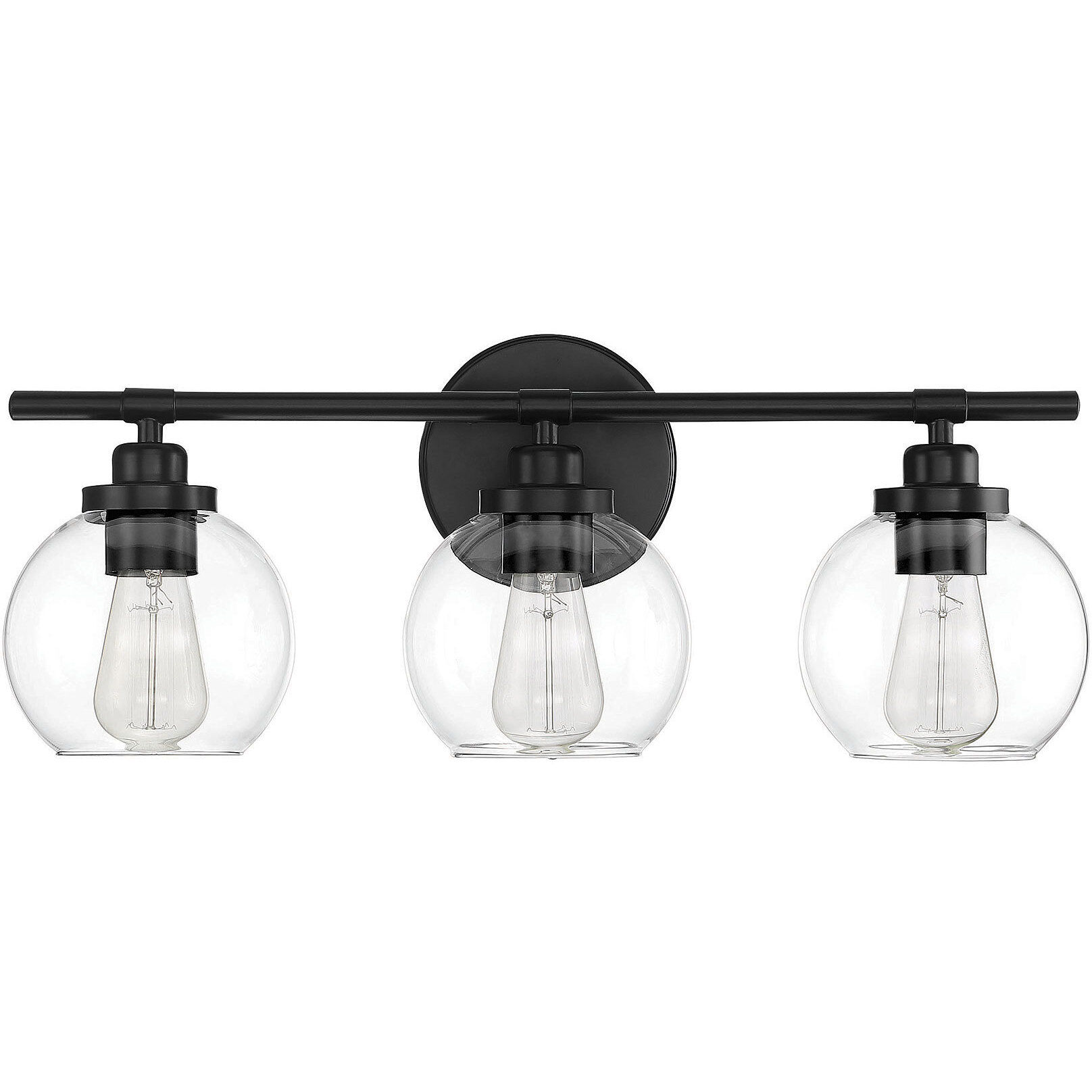 Savoy House 8 4050 3 BK Carson 3 Light 22.5 inch Black Bathroom Vanity Light Wall Light Essentials
