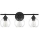 Carson 3 Light 22.5 inch Black Bathroom Vanity Light Wall Light, Essentials