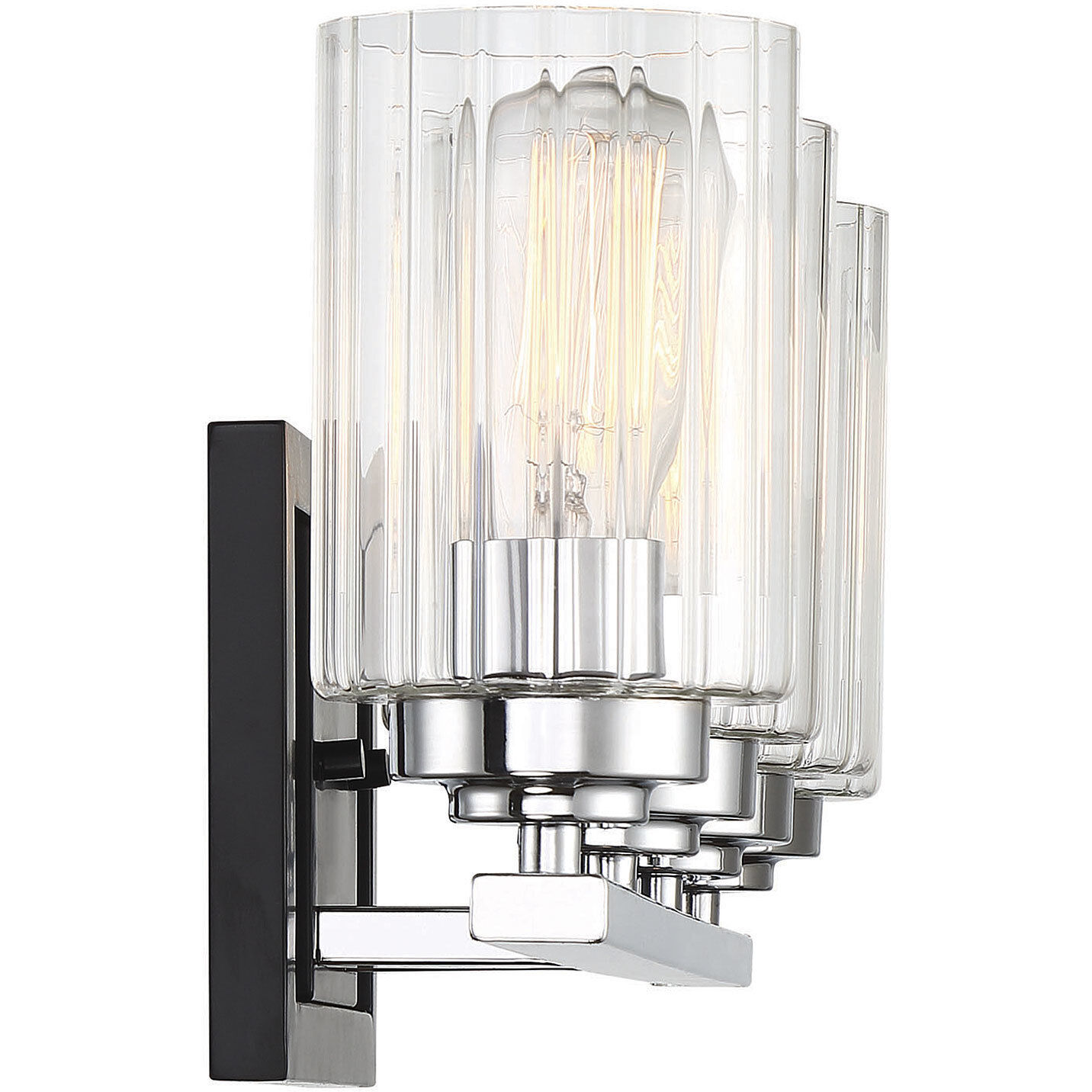 Redmond 4 Light 27.5 inch Matte Black with Polished Chrome Accents Bathroom Vanity Light Wall Light