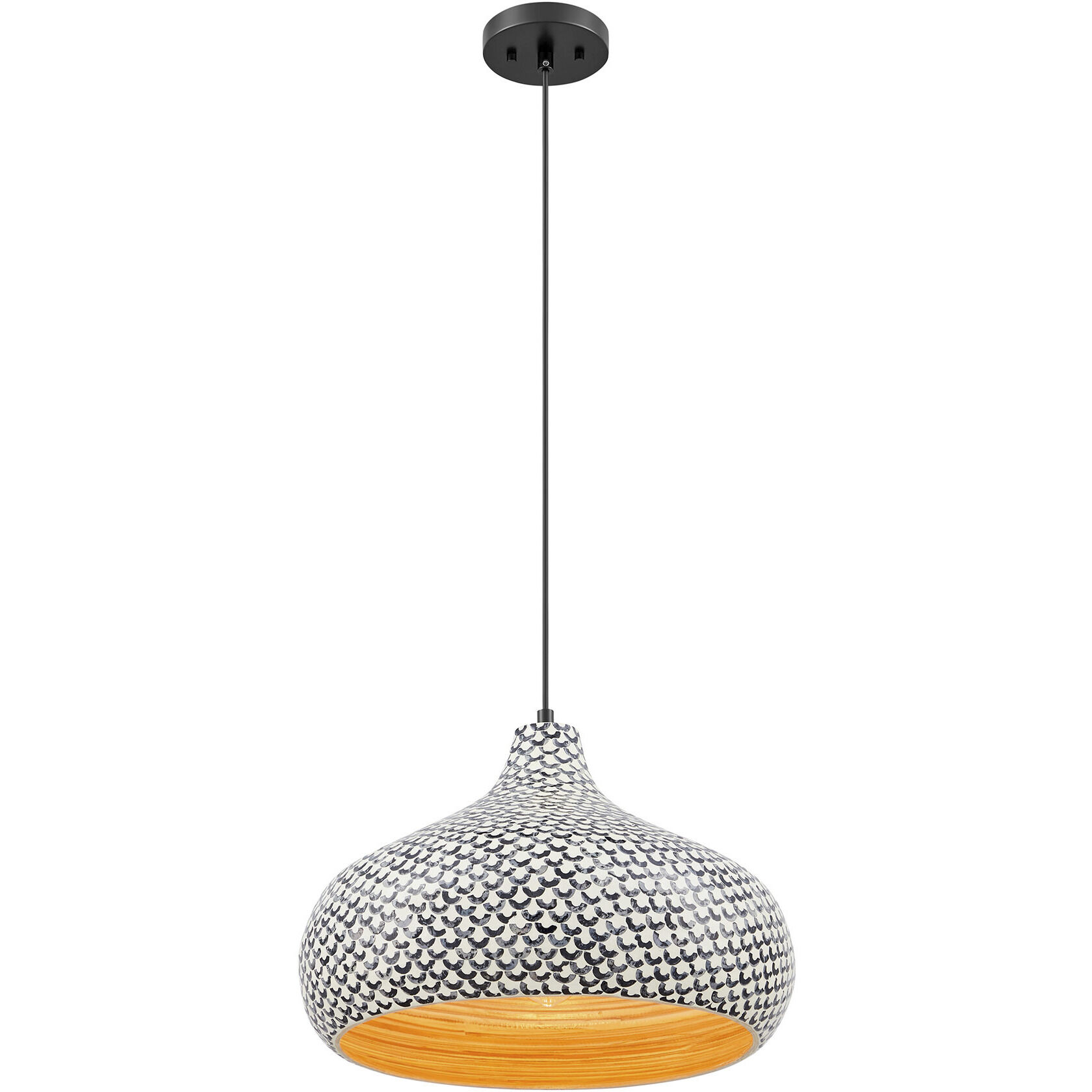 Jade 1 Light 18 inch Black and White Shell Pendant Ceiling Light