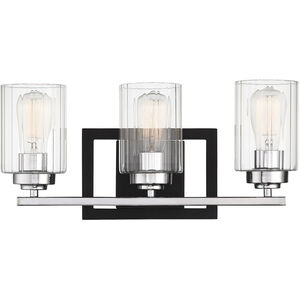 Redmond 3 Light 20 inch Matte Black with Polished Chrome Accents Bathroom Vanity Light Wall Light