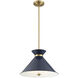 Lamar 3 Light 18 inch Navy Blue with Brass Accents Pendant Ceiling Light in Navy Blue/Brass