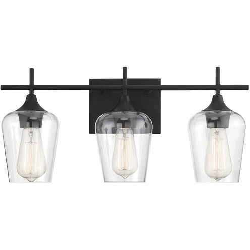 Octave 3 Light 21 inch Matte Black Bathroom Vanity Light Wall Light, Essentials