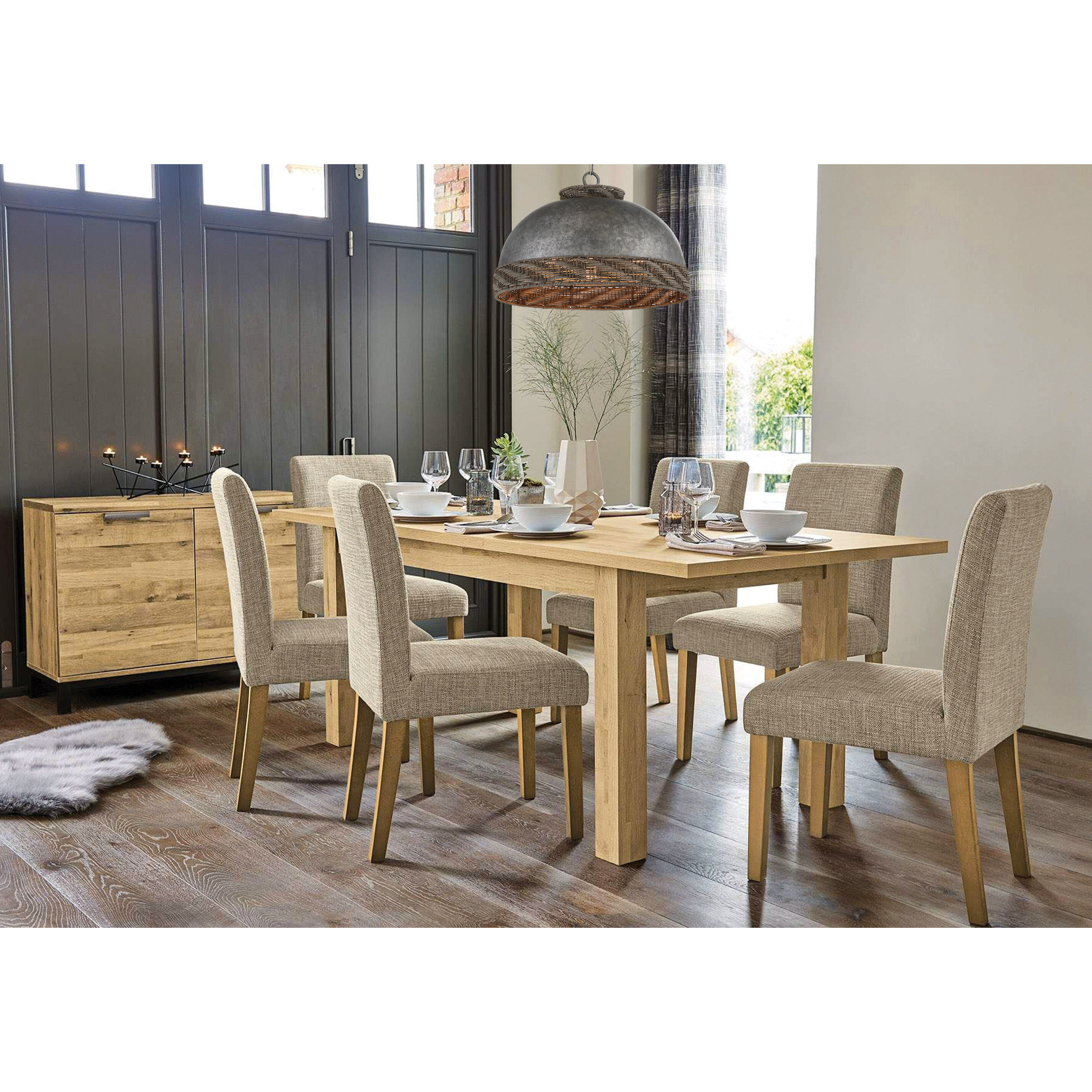 Tripoli 3 Light 19.75 inch Mottled Zinc with Natural Rattan Pendant Ceiling Light