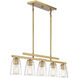 Calhoun 5 Light 40 inch Warm Brass Linear Chandelier Ceiling Light, Essentials