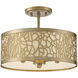 New Haven 3 Light 14 inch Burnished Brass Covertible SemiFlush Ceiling Light