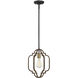 Westwood 1 Light 10 inch Barrelwood / Brass Accents Mini Pendant Ceiling Light