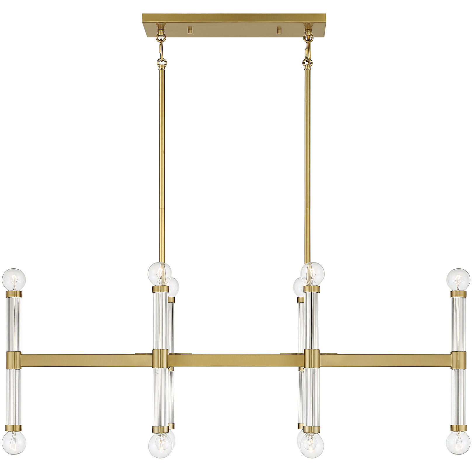 Kingsburg 12 Light 38 inch Warm Brass Linear Chandelier Ceiling Light