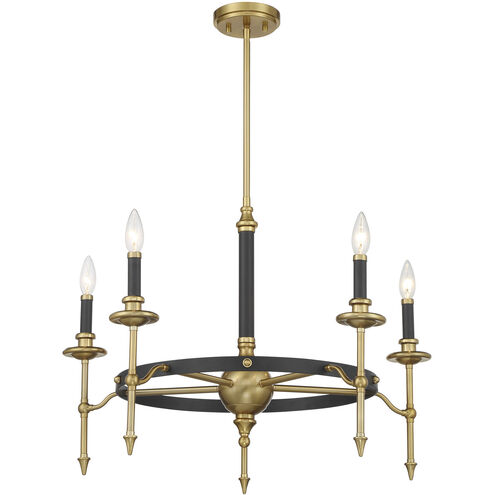 Consulate 5 Light 28 inch Matte Black and Warm Brass Chandelier Ceiling Light