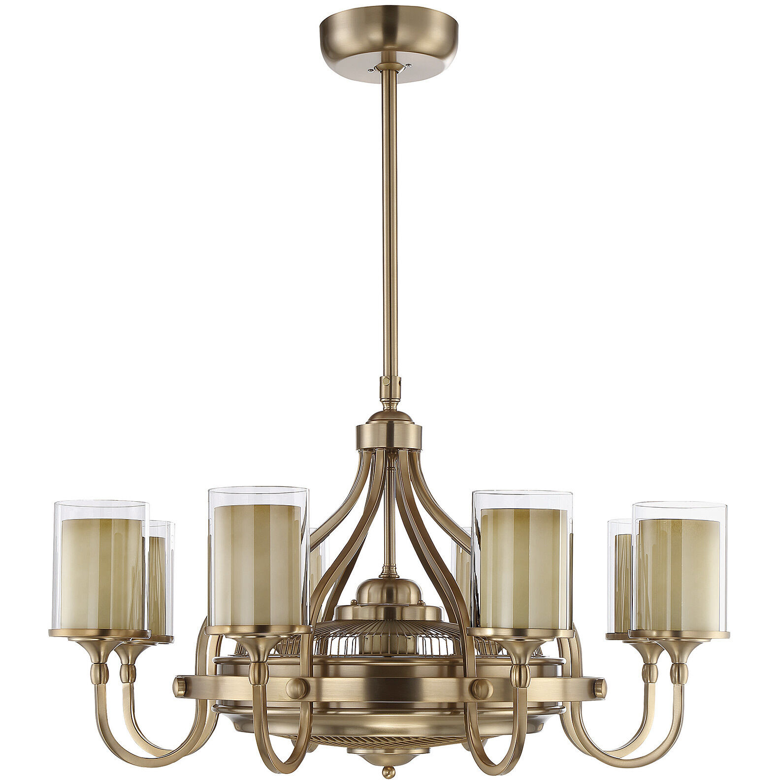 Etesian 14 inch Burnished Russet with Gold Blades Fan D'Lier in Burnished Russett, Air-Ionizing