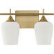Octave 2 Light 13.75 inch Warm Brass Bathroom Vanity Light Wall Light, Essentials