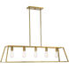 Denton 5 Light 45 inch Warm Brass Linear Chandelier Ceiling Light, Essentials