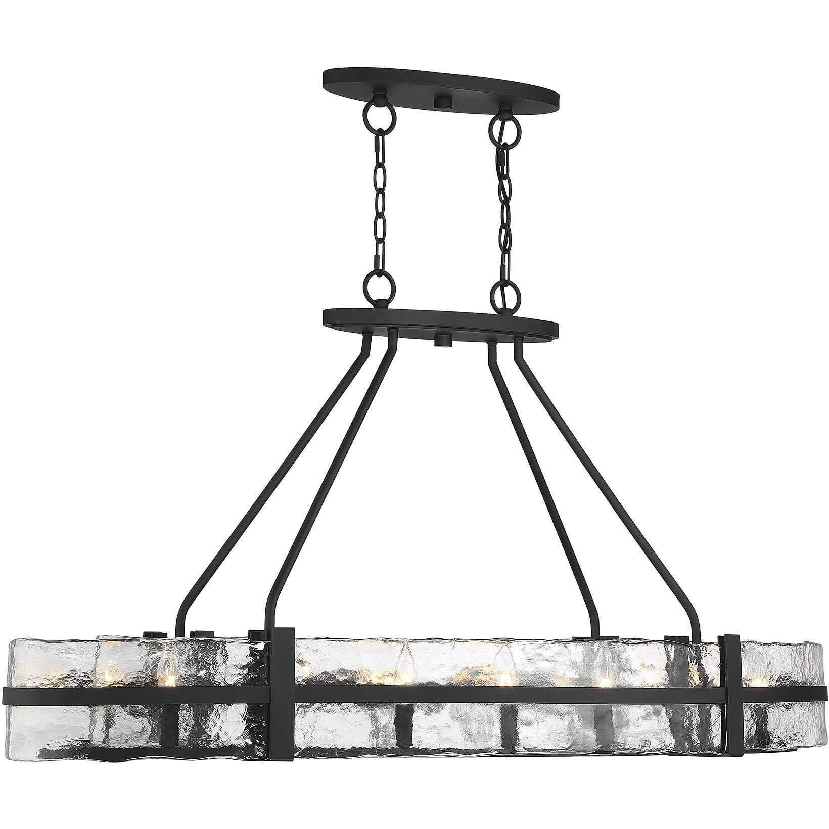 Hudson 10 Light 48 inch Matte Black Linear Chandelier Ceiling Light, Oval