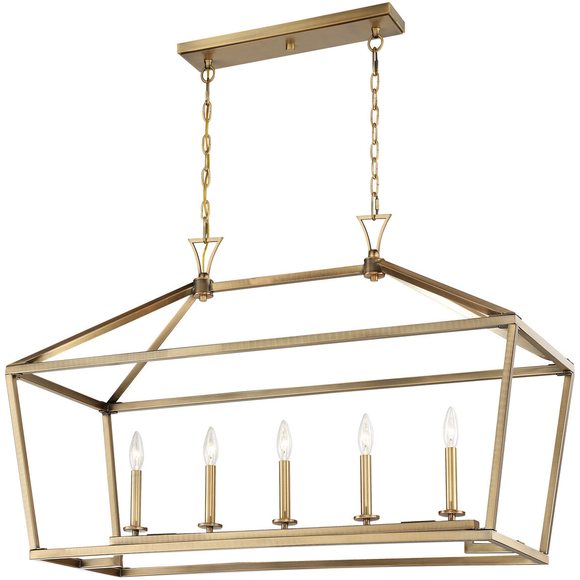 Townsend 5 Light 44 inch Warm Brass Linear Chandelier Ceiling Light, Essentials