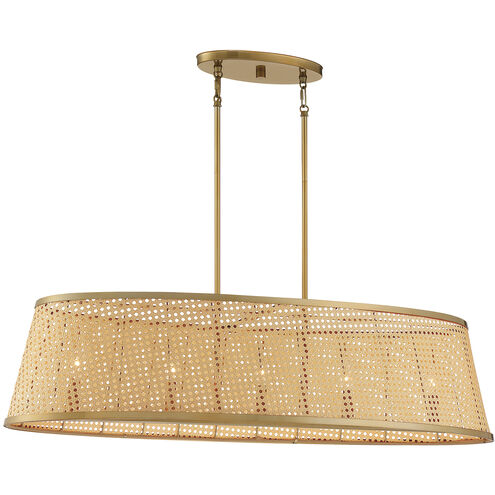 Astoria 5 Light 20 inch Natural with Burnished Brass Oval Chandelier Ceiling Light, Oval